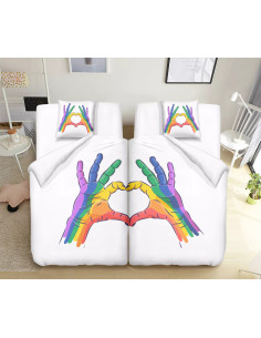 Bettwäsche aus 100 % Baumwollsatin Regenbogenliebe - 409-06 - 4-teilig, 160x200
