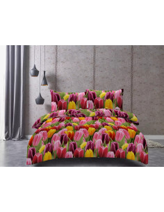 Bettwäsche aus 100 % Baumwollsatin Tulpen 3D - 2472 - 3-teilig, 160x200