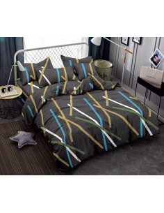 Bettwäsche aus 100 % Baumwollsatin Bunte Streifen 3D -...