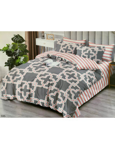 Bettwäsche aus 100 % Baumwollsatin Römische Muster - 035 - 3-teilig, 220x200