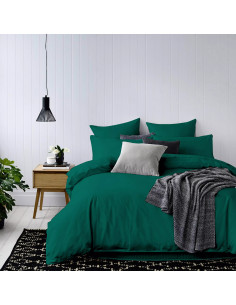 Bettwäsche aus 100 % Baumwollsatin Flaschengrün - J112 - 3-teilig, 220x200